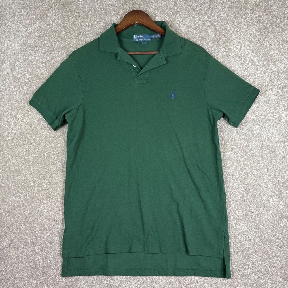 Polo Ralph Lauren Mens Green Custom Fit Short Sleeve Pique Polo Shirt Large
